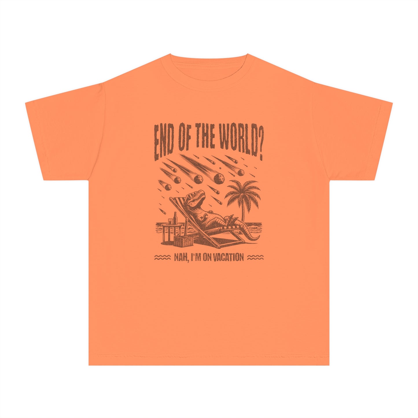 End of the World? Nah, I'm on Vacation - Chillin' Dinosaur Youth T-Shirt