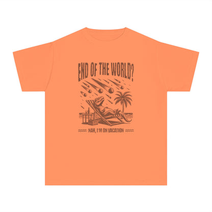End of the World? Nah, I'm on Vacation - Chillin' Dinosaur Youth T-Shirt