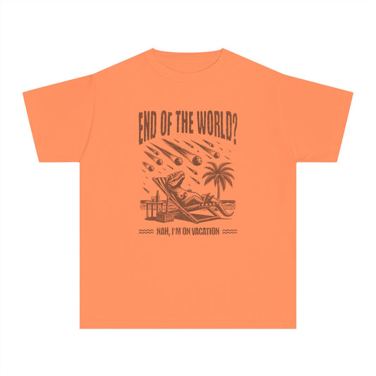 End of the World? Nah, I'm on Vacation - Chillin' Dinosaur Youth T-Shirt