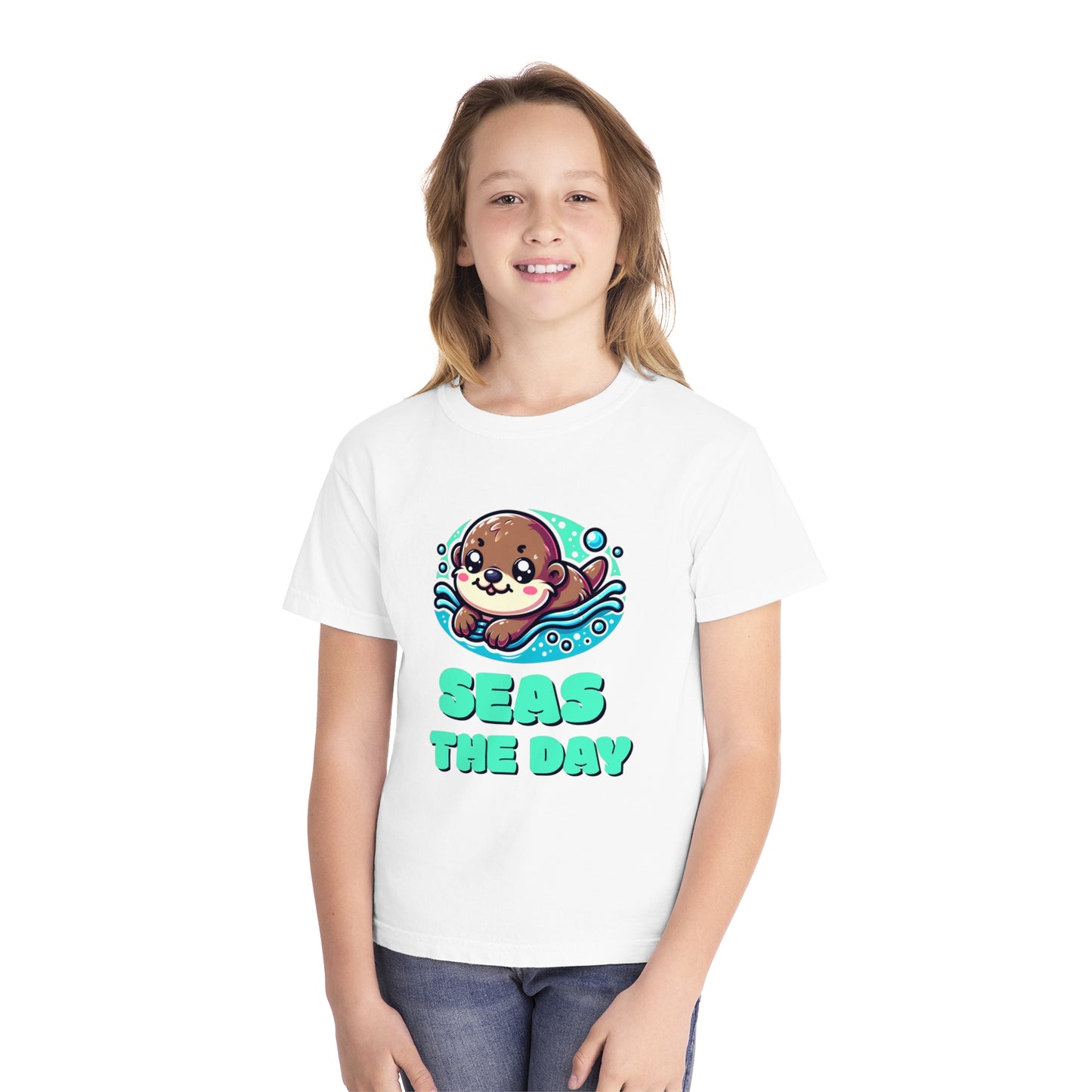 Seas the Day – Playful Sea Otter Youth T-Shirt