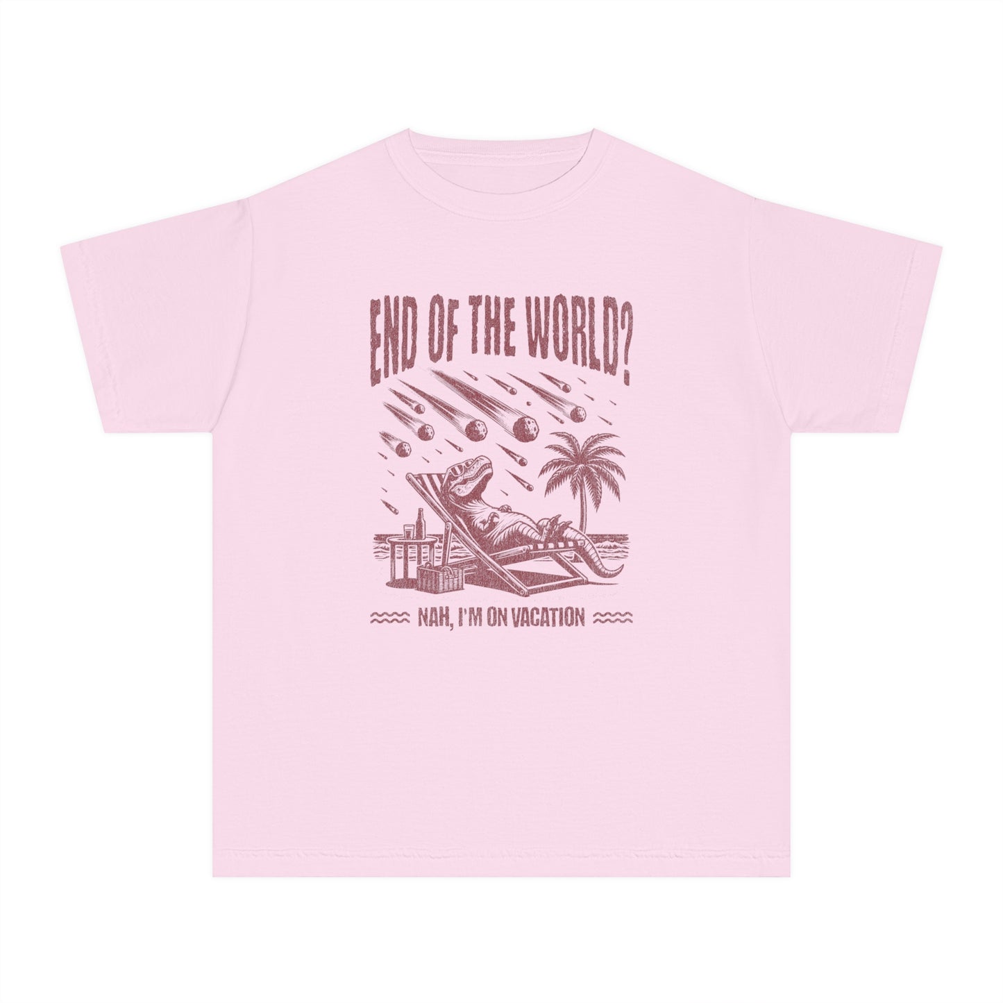 End of the World? Nah, I'm on Vacation - Chillin' Dinosaur Youth T-Shirt