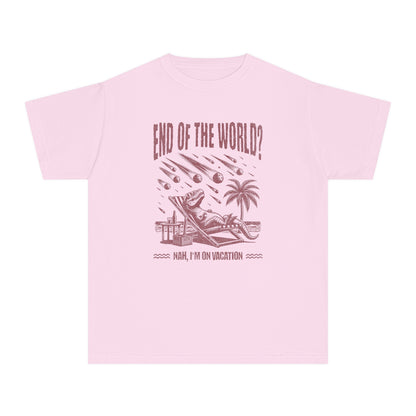 End of the World? Nah, I'm on Vacation - Chillin' Dinosaur Youth T-Shirt
