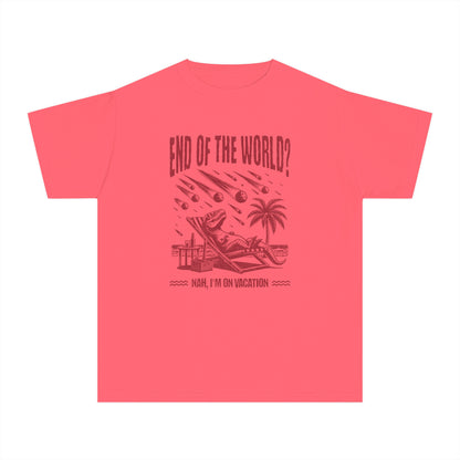 End of the World? Nah, I'm on Vacation - Chillin' Dinosaur Youth T-Shirt