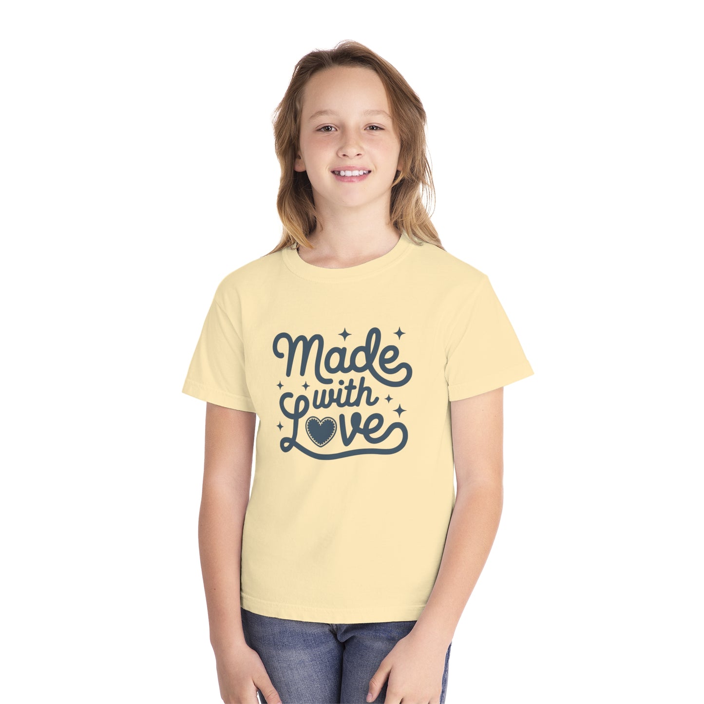 Made With Love – Stitched Heart Youth T-Shirt
