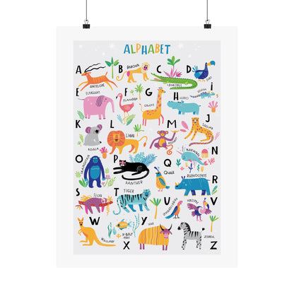 Animal Alphabet Nursery Decor Poster for Boy's Room (Without Frame)