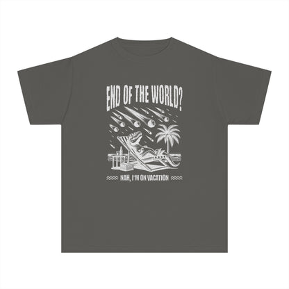 End of the World? Nah, I'm on Vacation - Chillin' Dinosaur Youth T-Shirt