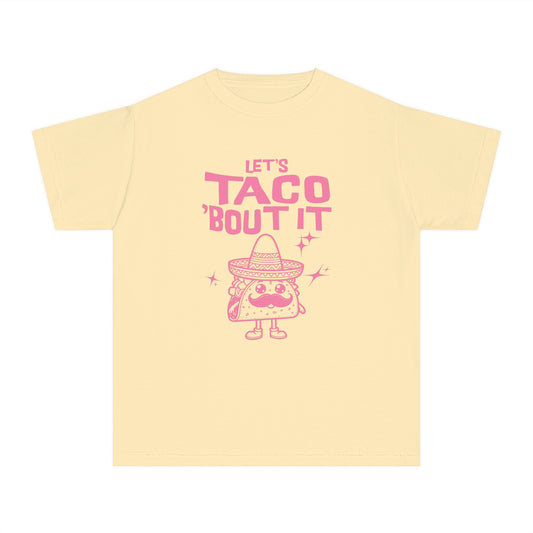 Comfort Color Youth Taco Shirt - Let's Taco 'Bout It Funny Tee for Kids (XS-XL)