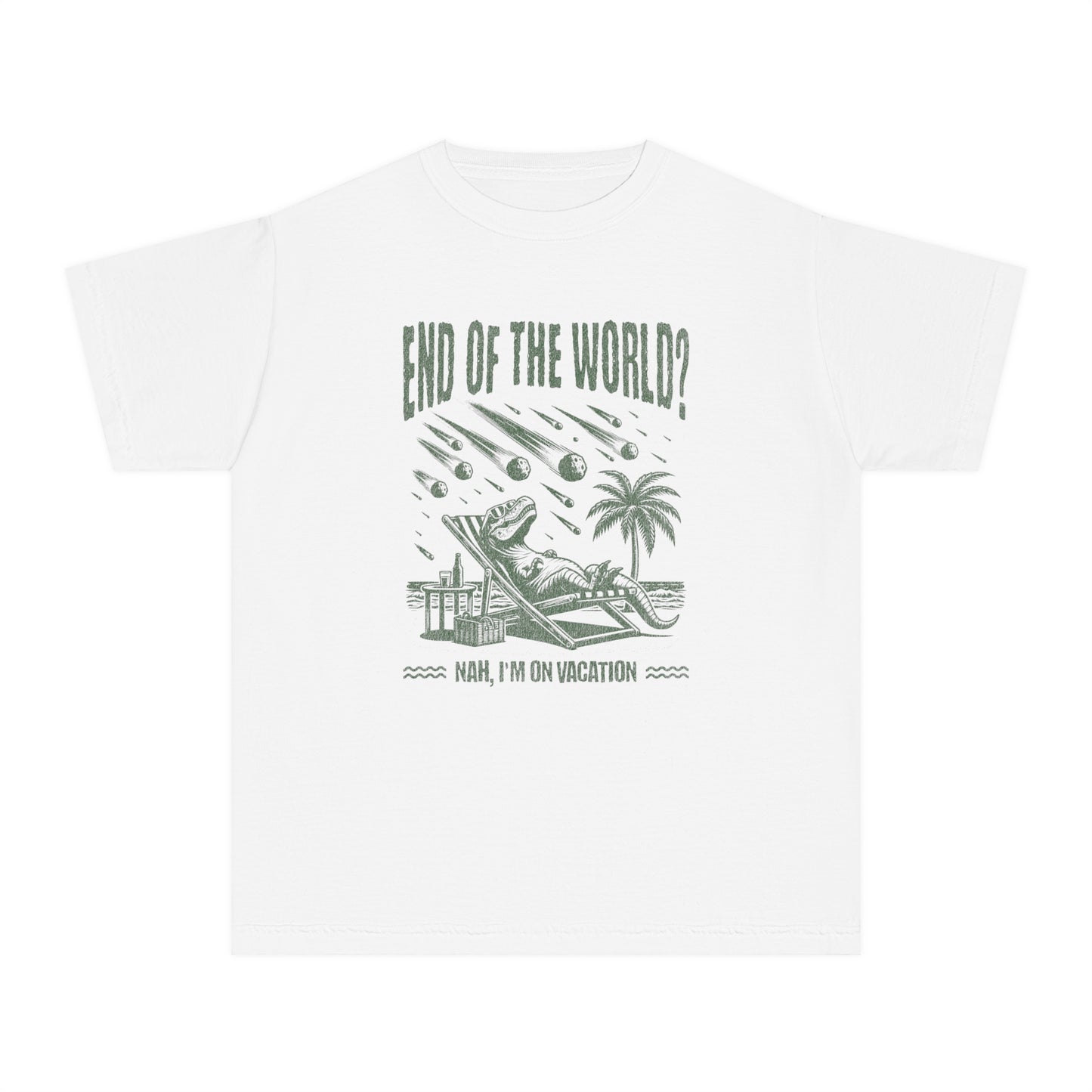 End of the World? Nah, I'm on Vacation - Chillin' Dinosaur Youth T-Shirt