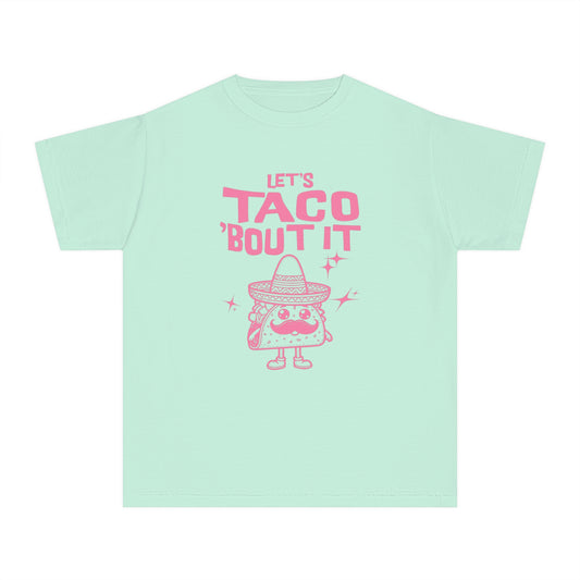 Comfort Color Youth Taco Shirt - Let's Taco 'Bout It Funny Tee for Kids (XS-XL)