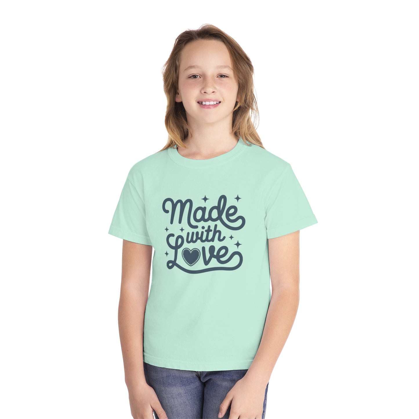 Made With Love – Stitched Heart Youth T-Shirt