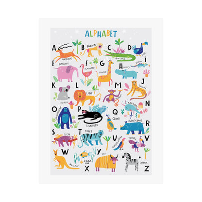 Animal Alphabet Nursery Decor Poster for Boy's Room (Without Frame)