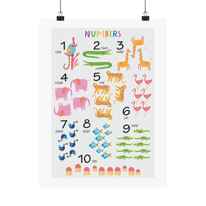Playful Educational Number Poster for Kids' Rooms (without Frame)