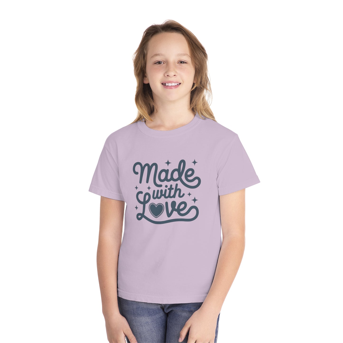 Made With Love – Stitched Heart Youth T-Shirt