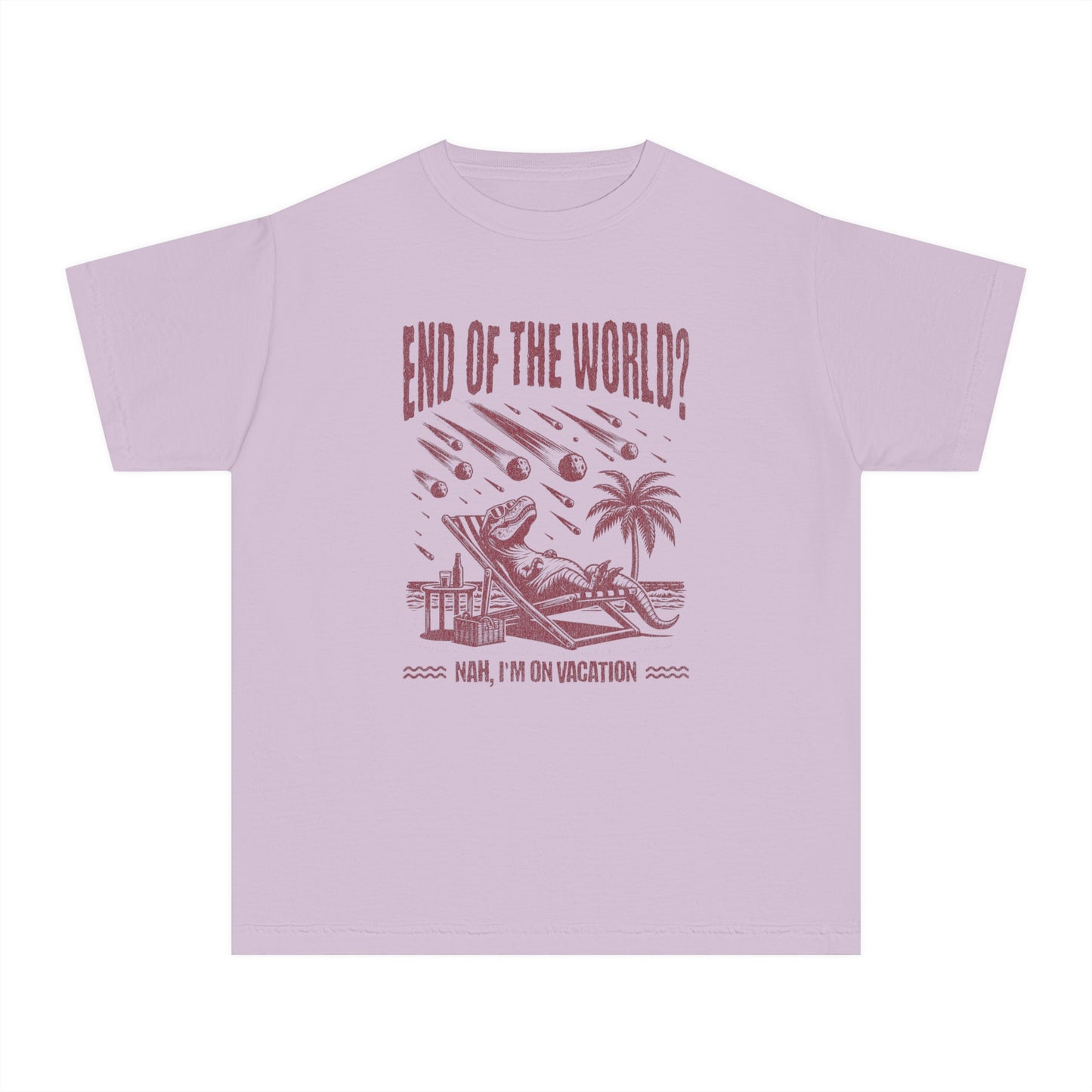 End of the World? Nah, I'm on Vacation - Chillin' Dinosaur Youth T-Shirt