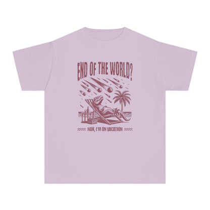 End of the World? Nah, I'm on Vacation - Chillin' Dinosaur Youth T-Shirt