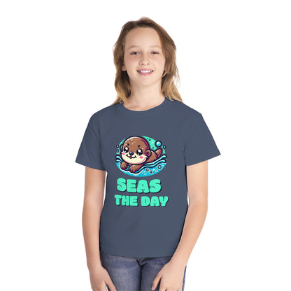 Seas the Day – Playful Sea Otter Youth T-Shirt