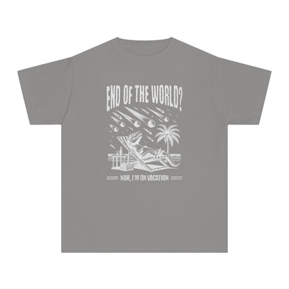 End of the World? Nah, I'm on Vacation - Chillin' Dinosaur Youth T-Shirt