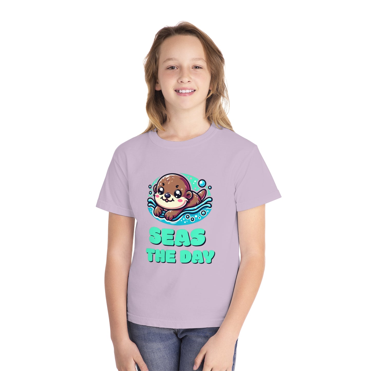 Seas the Day – Playful Sea Otter Youth T-Shirt