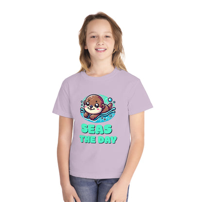 Seas the Day – Playful Sea Otter Youth T-Shirt