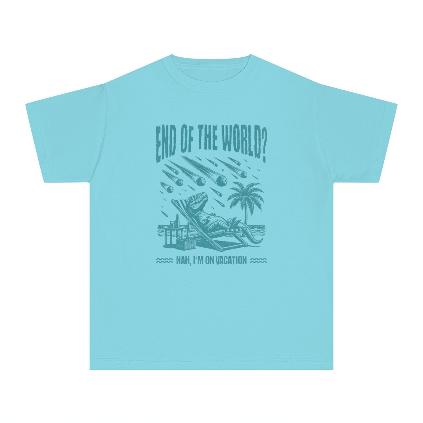 End of the World? Nah, I'm on Vacation - Chillin' Dinosaur Youth T-Shirt