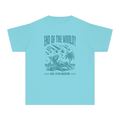 End of the World? Nah, I'm on Vacation - Chillin' Dinosaur Youth T-Shirt