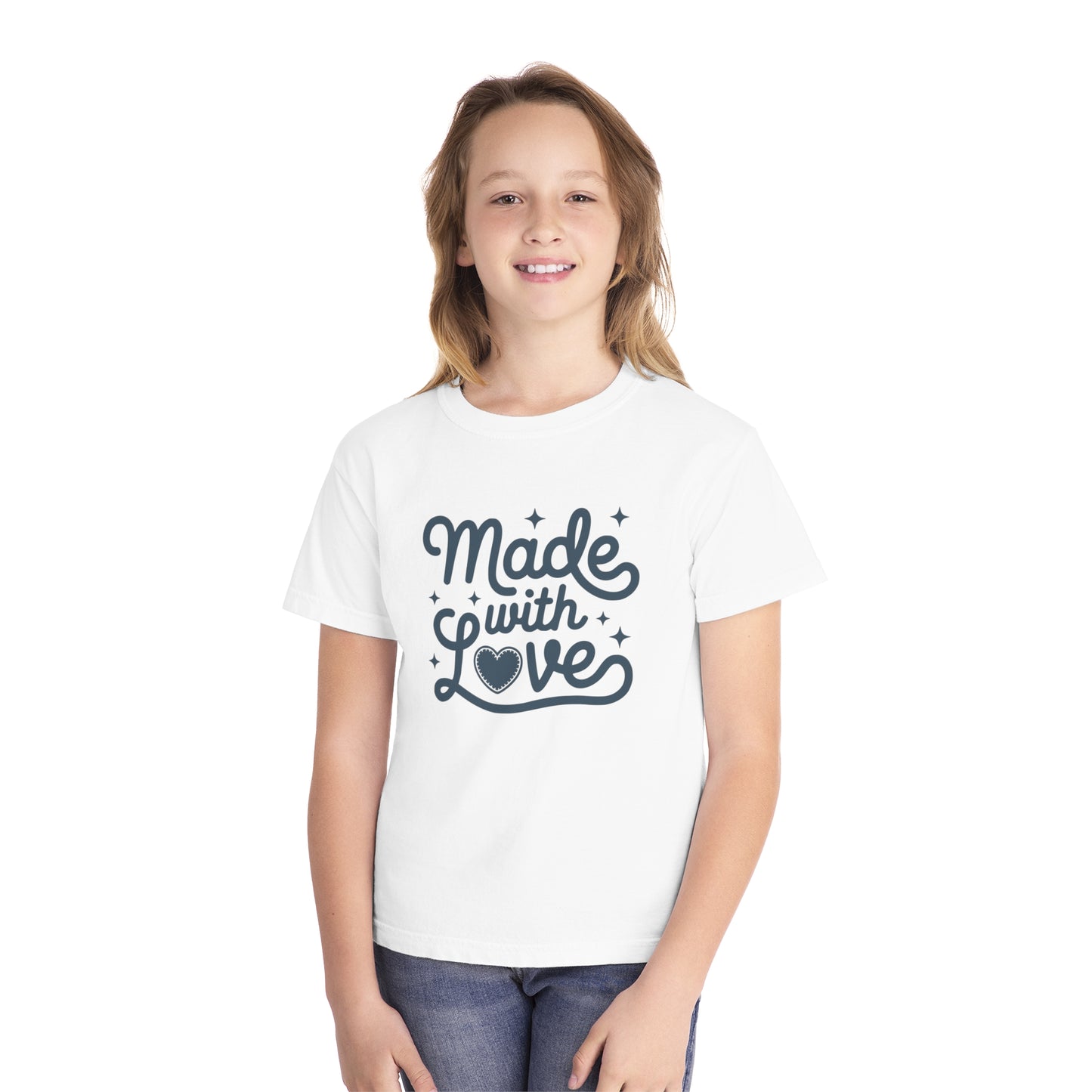 Made With Love – Stitched Heart Youth T-Shirt