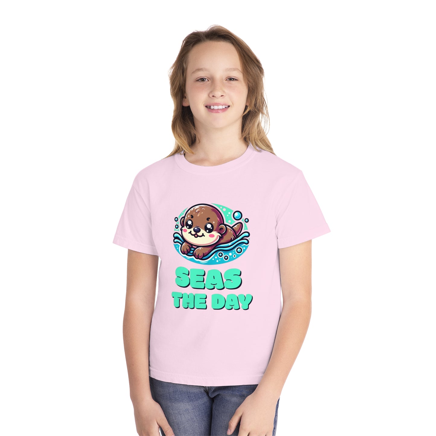 Seas the Day – Playful Sea Otter Youth T-Shirt