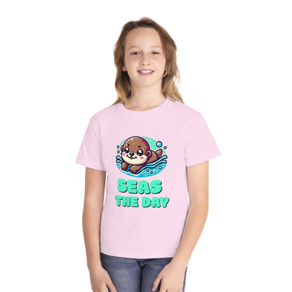 Seas the Day – Playful Sea Otter Youth T-Shirt