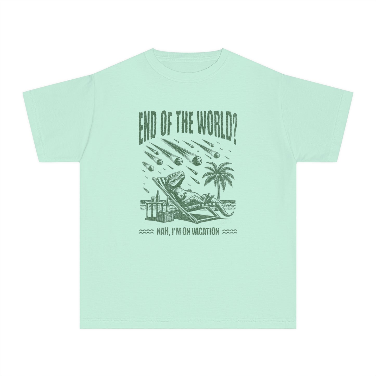 End of the World? Nah, I'm on Vacation - Chillin' Dinosaur Youth T-Shirt
