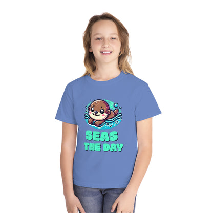 Seas the Day – Playful Sea Otter Youth T-Shirt