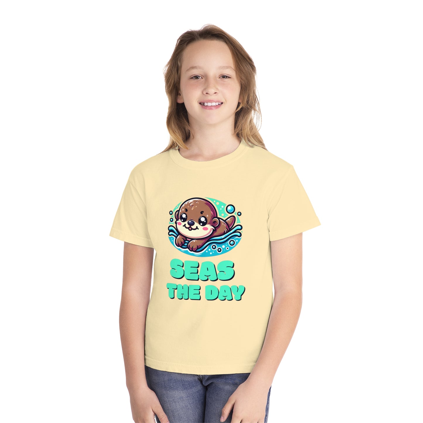 Seas the Day – Playful Sea Otter Youth T-Shirt