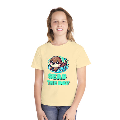 Seas the Day – Playful Sea Otter Youth T-Shirt
