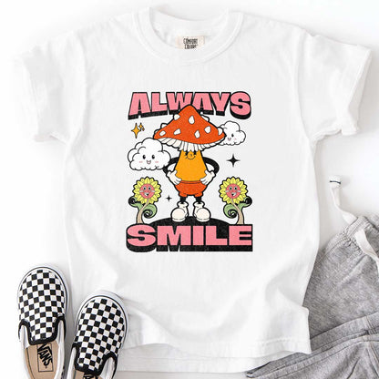 "Always Smile" Happy Mushroom T-Shirt for Kids