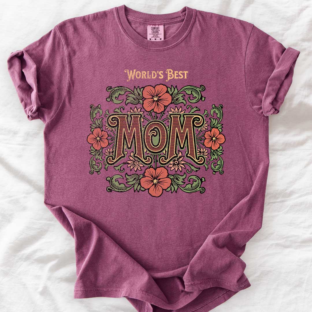 World’s Best Mom | Vintage Floral Comfort Colors® T-Shirt