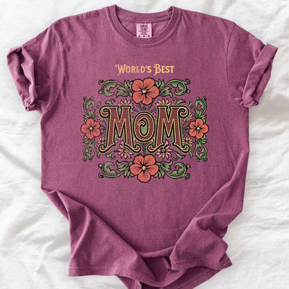 World’s Best Mom | Vintage Floral Comfort Colors® T-Shirt