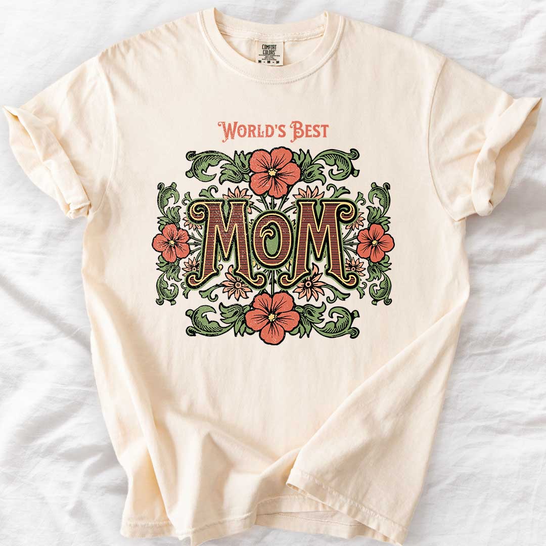 World’s Best Mom | Vintage Floral Comfort Colors® T-Shirt