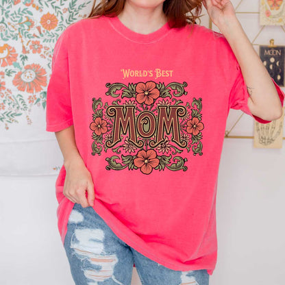 World’s Best Mom | Vintage Floral Comfort Colors® T-Shirt
