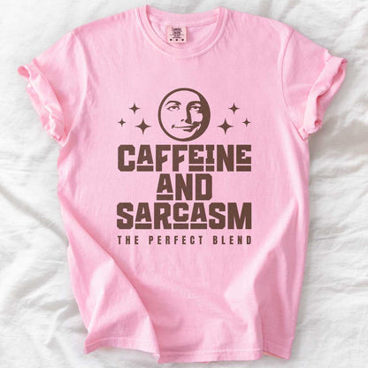 Caffeine & Sarcasm – Funny Comfort Colors® T-Shirt for Moms
