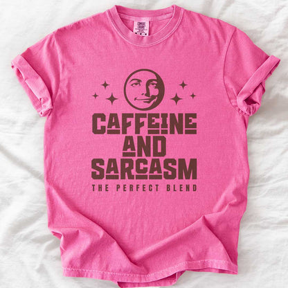 Caffeine & Sarcasm – Funny Comfort Colors® T-Shirt for Moms