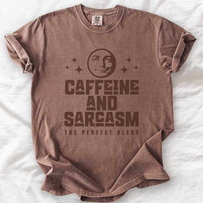 Caffeine & Sarcasm – Funny Comfort Colors® T-Shirt for Moms
