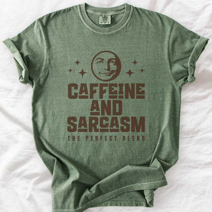Caffeine & Sarcasm – Funny Comfort Colors® T-Shirt for Moms