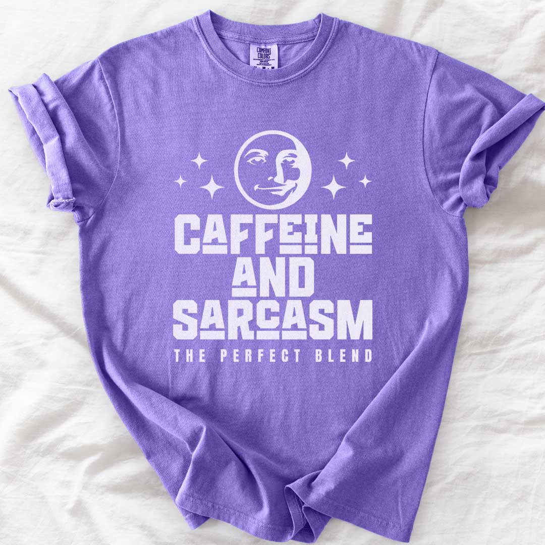 Caffeine & Sarcasm – Funny Comfort Colors® T-Shirt for Moms