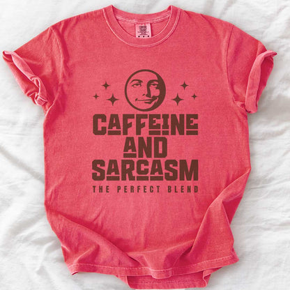 Caffeine & Sarcasm – Funny Comfort Colors® T-Shirt for Moms