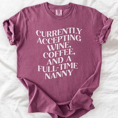 Currently Accepting a Full-Time Nanny T-Shirt