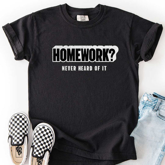 Homework? Never Heard of It Youth Tee for Playful Students