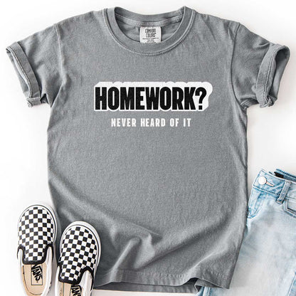 Homework? Never Heard of It Youth Tee for Playful Students