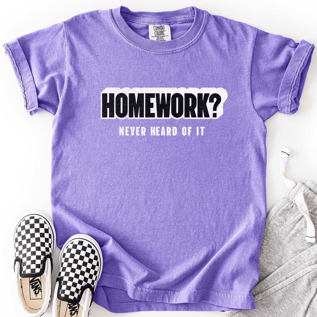Homework? Never Heard of It Youth Tee for Playful Students