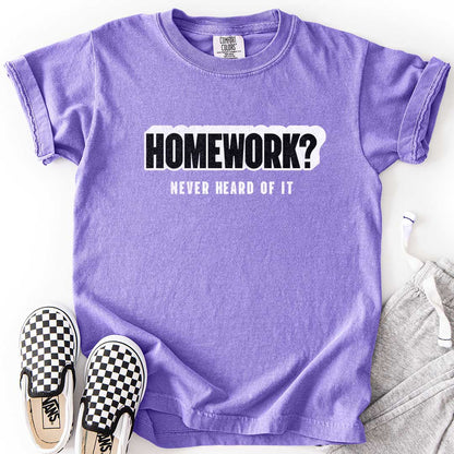 Homework? Never Heard of It Youth Tee for Playful Students
