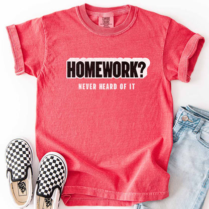 Homework? Never Heard of It Youth Tee for Playful Students