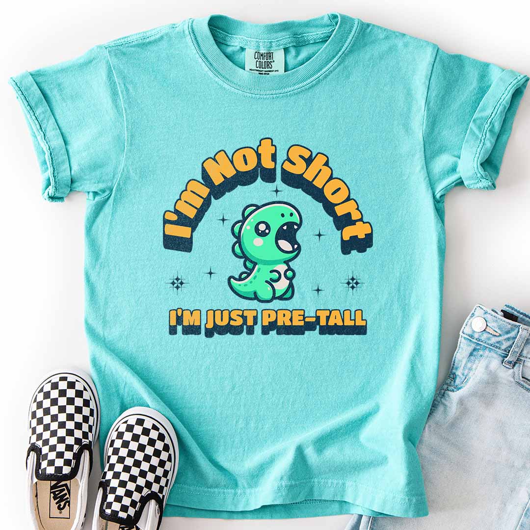 I’m Not Short, I’m Just Pre-Tall Youth Tee with Dinosaur Design